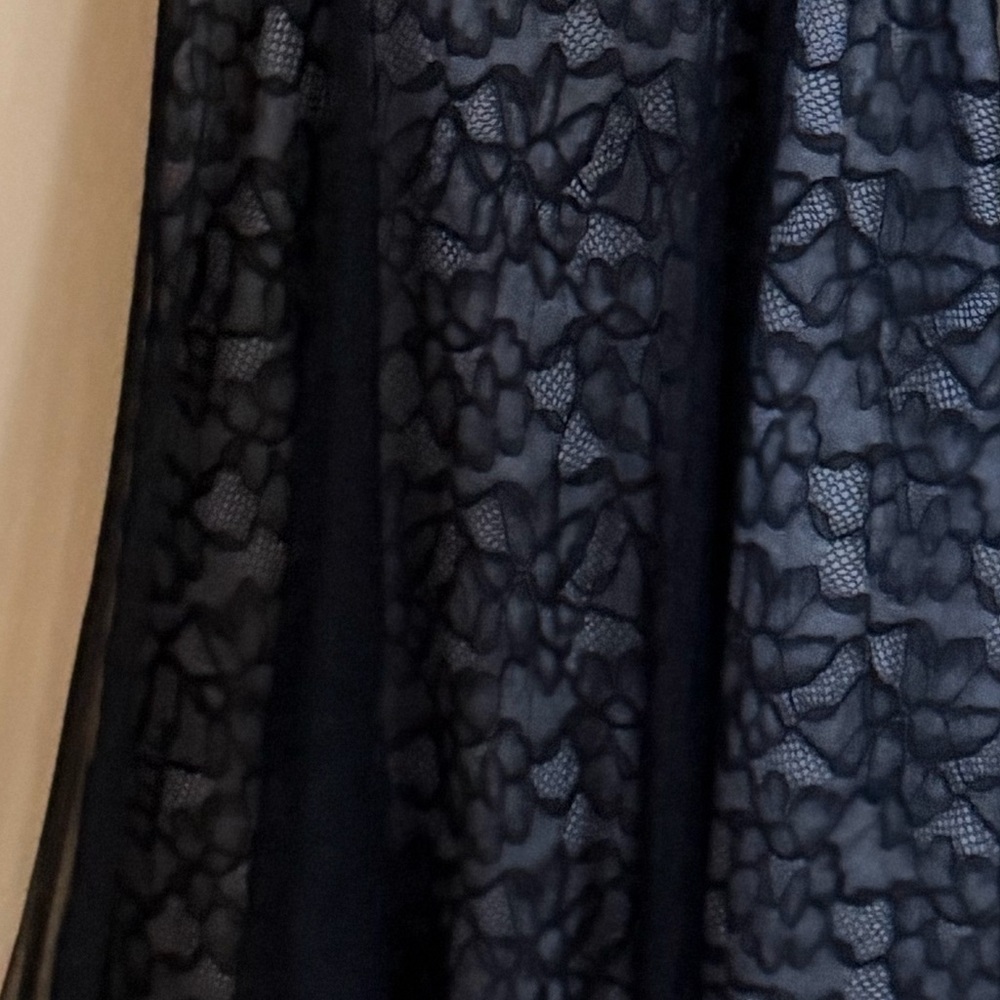Laundry Shelli Segal Black Floral Lace Mesh Overlay Dress Women’s 2 Whimsigoth - Picture 3 of 5